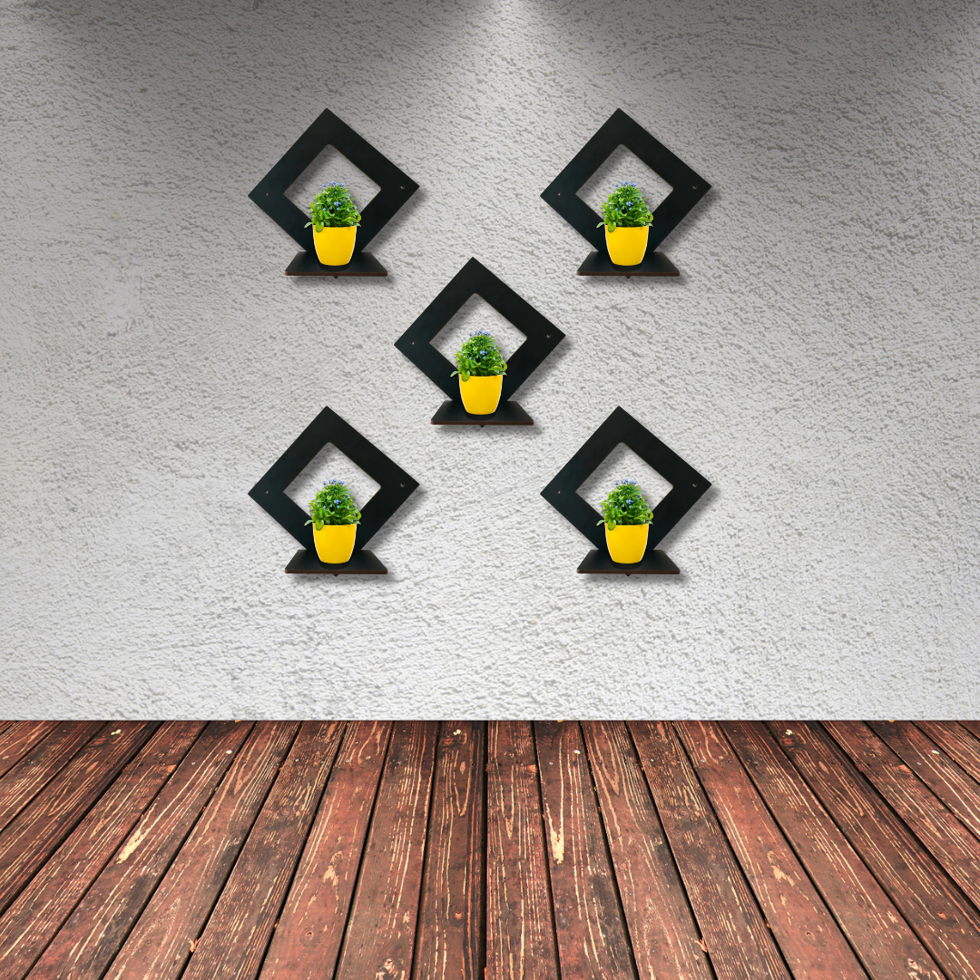 Wooden Wall Mounted Shelf | Multipurpose Storage & Display Rack | Living Room Home Décor (5 Piece Set)