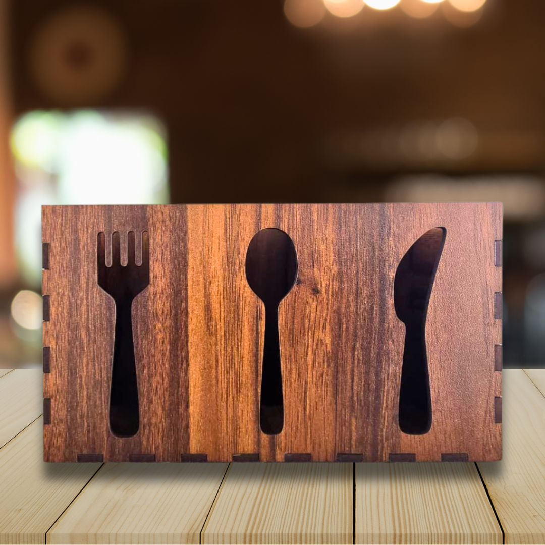 Wooden Kitchen Cutlery Holder With 3 Compartments | Spoon Stand for Kitchen & Dining Table, Cutlery Holder