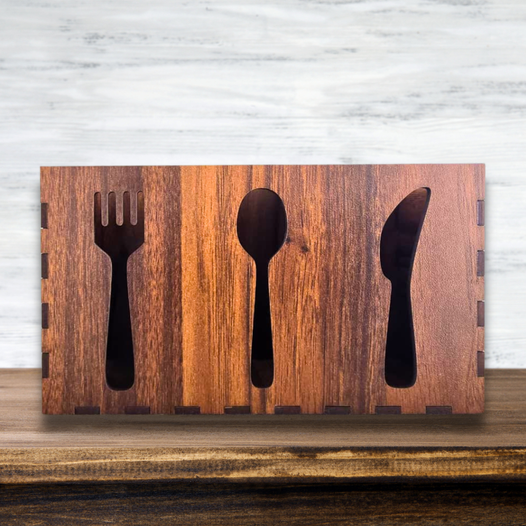 Wooden Kitchen Cutlery Holder With 3 Compartments | Spoon Stand for Kitchen & Dining Table, Cutlery Holder