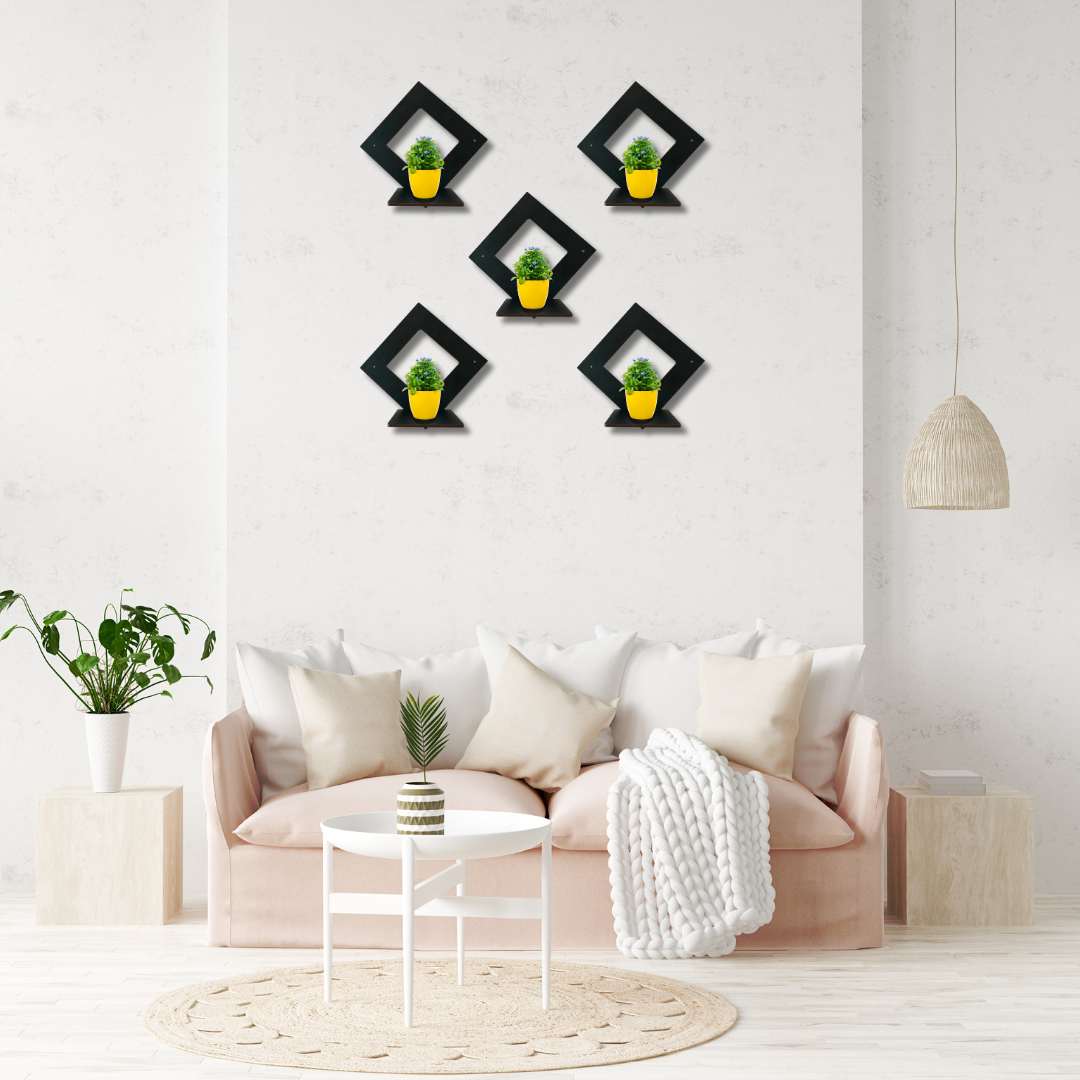 Modern Wooden Wall Shelf Set of 5 | Stylish Floating Shelves for Home, Kitchen & Office Wall Décor