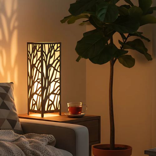 Tree of Life Wooden Night Lamp for Bedroom | Laser Cut MDF Vintage Table Lamp | Warm Glow LED Bedside Light | Eco-Friendly Home Decor Gift for Living Room, Study, Kids Room