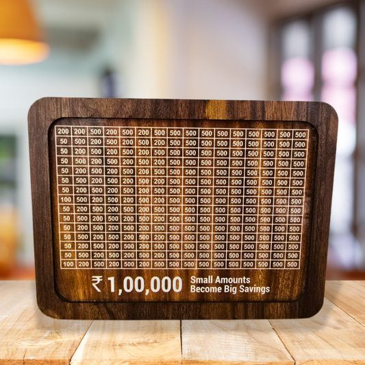 Wooden Coin Box | Money Saving Bank for Kids & Adults | Durable Wooden Piggy Bank with Number Design